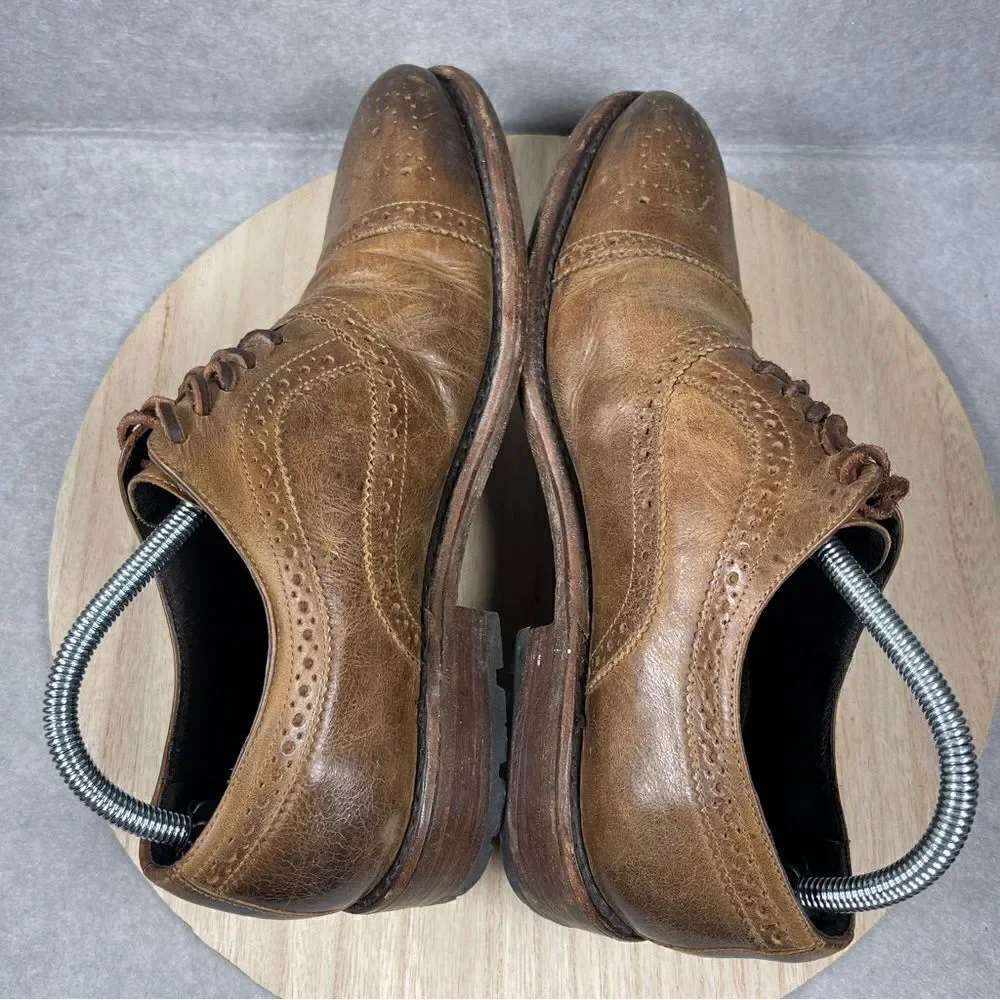 FREEBIRD Mens Steven George Brown Brogue Leather Oxford Wingtip Shoes Size 9